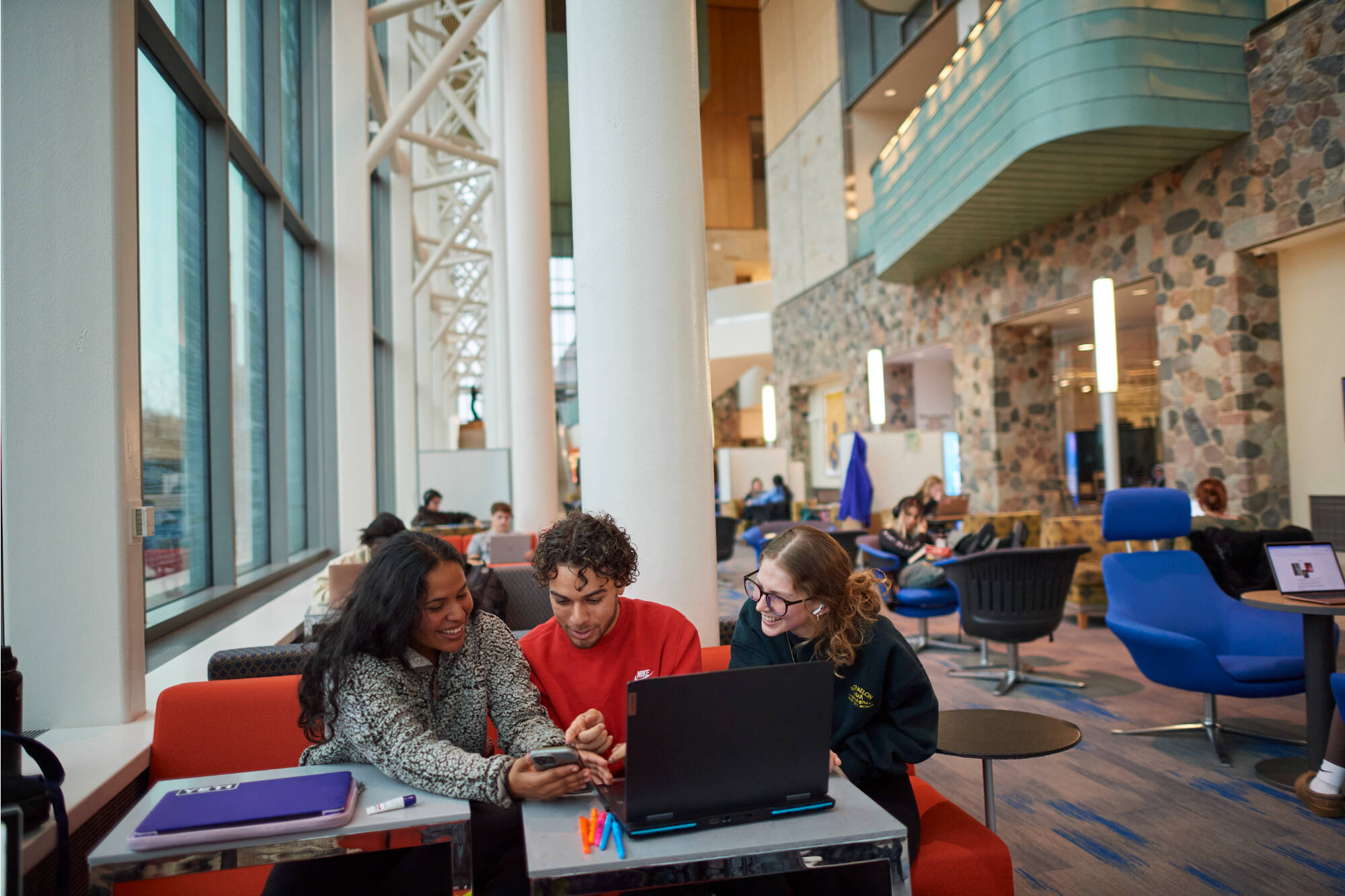 students in the Mary Idema Pew Library